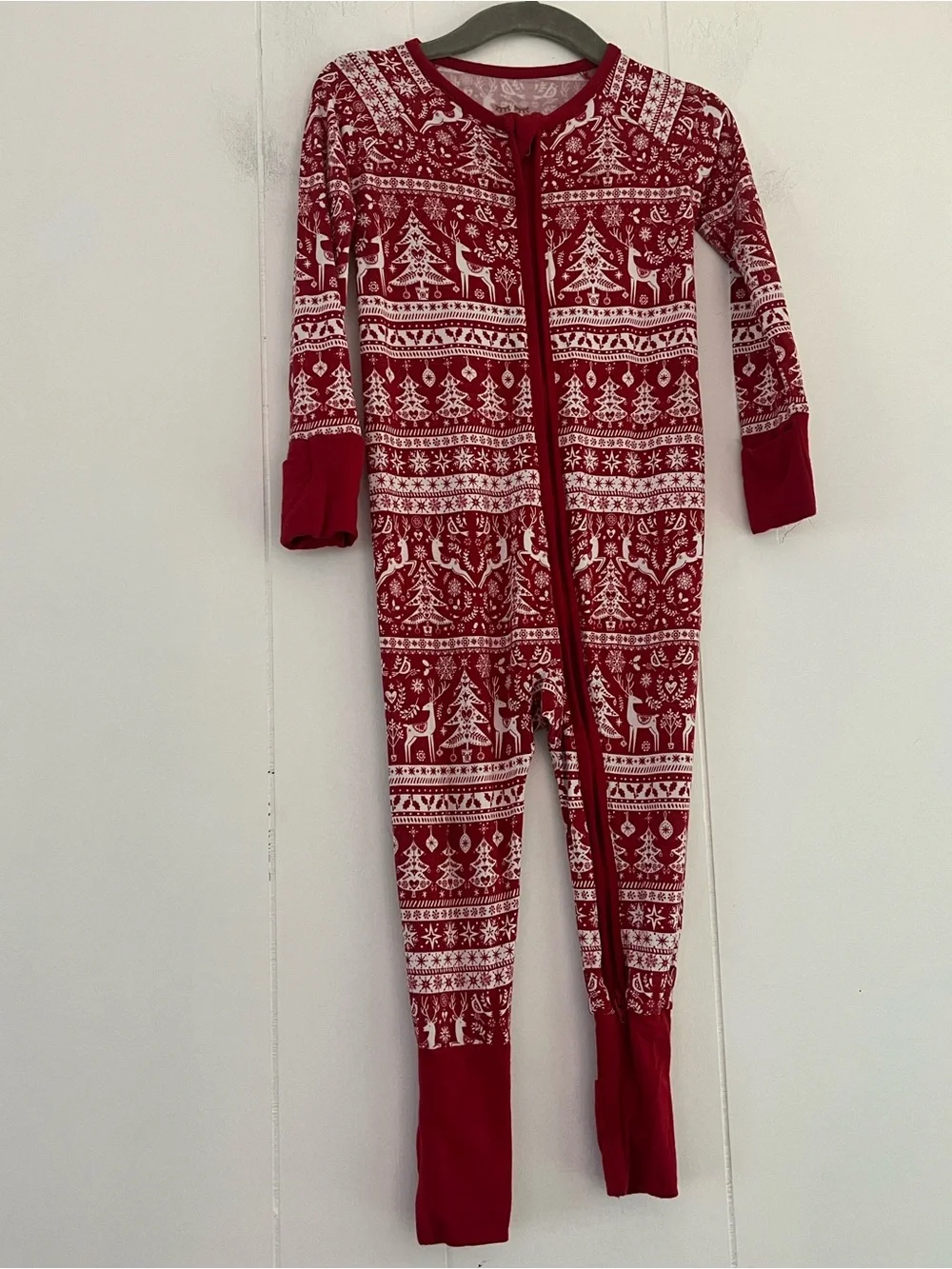 Little Sleepies Reindeer Cheer Zippy Footie Bamboo Size 12-18 Months